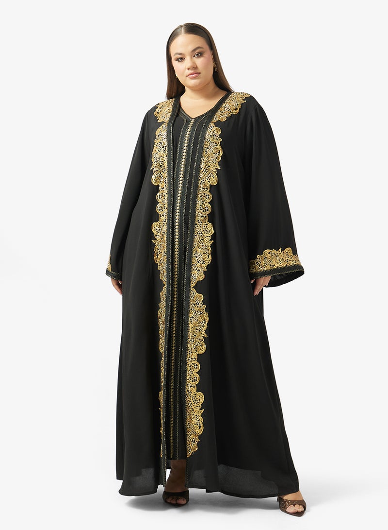 Khizana Plus Size Embroidered Abaya - Image 1