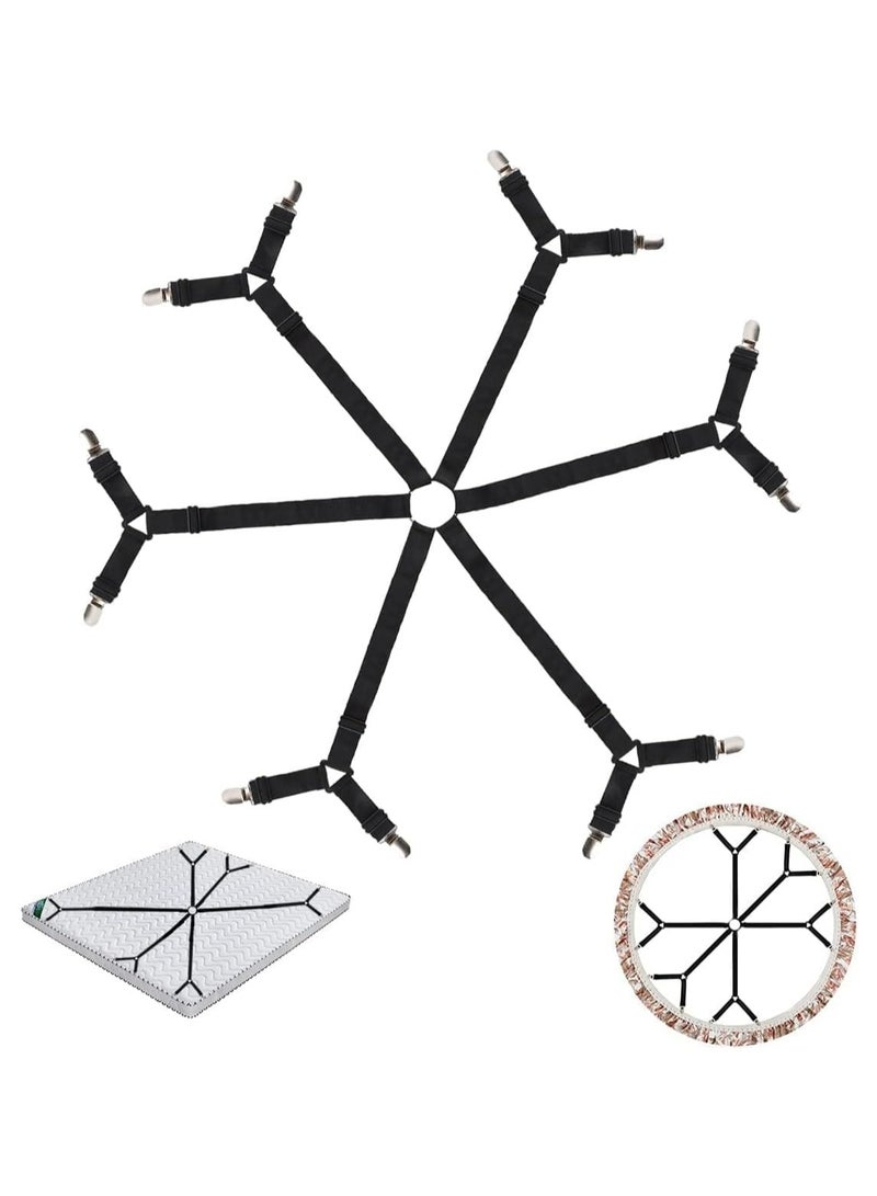 Black Bed Sheet Clips - 8-Way Elastic Fitted Sheet Straps  Mattress Holders  - Image 1