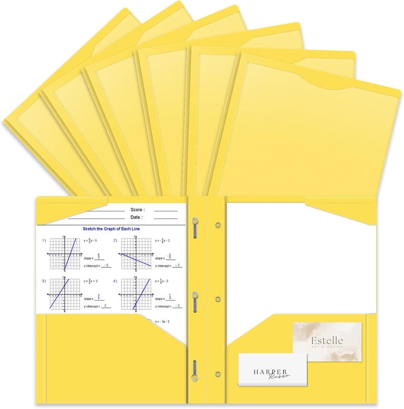 BAOFALI 6 Pack A4 Pocket Plastic Folder 2 Pockets and 3 Prongs 2 Card Slots, Durable, Tear-Resistant Heavy Duty Pocket Folders with Prongs, Colored Prong Folders for Schoolwork & Officer - Image 1