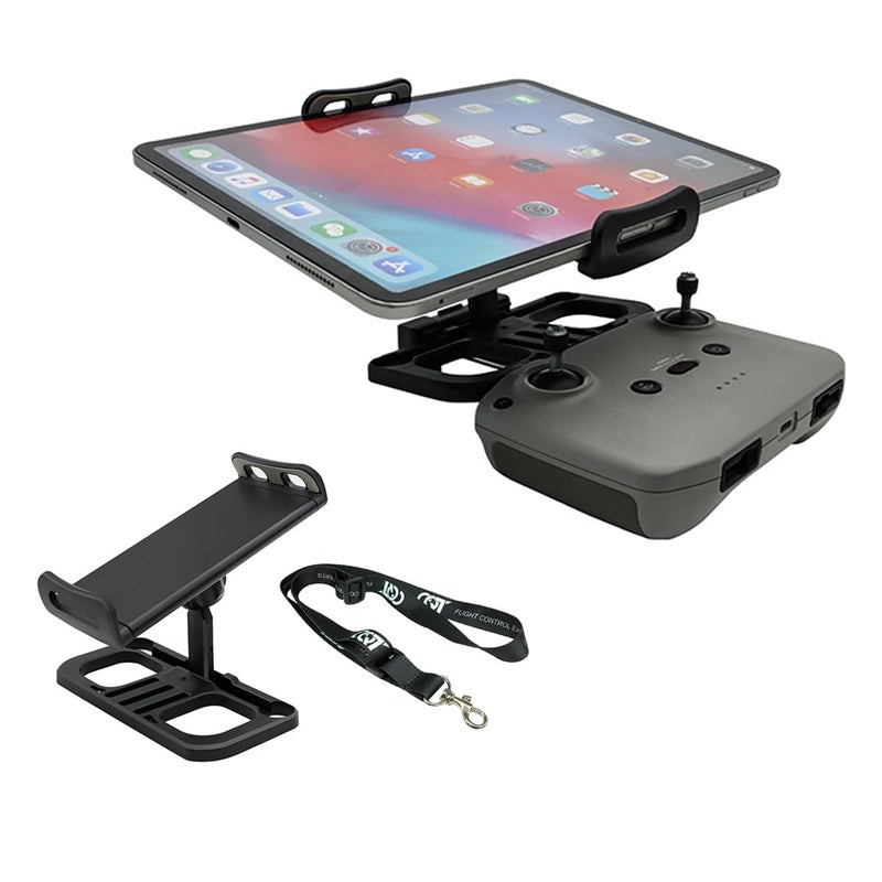 Amanely Drone Tablet Mount Holder - Universal Adjustable 4.7-12.9" Bracket Compatible with Dji Mavic 2/Zoom/Pro Mini 2/2S/SE, Air 2/2S, Pro/Spark/ZINO Controllers, Extended Control Phone Clip with Lanyard - Image 1