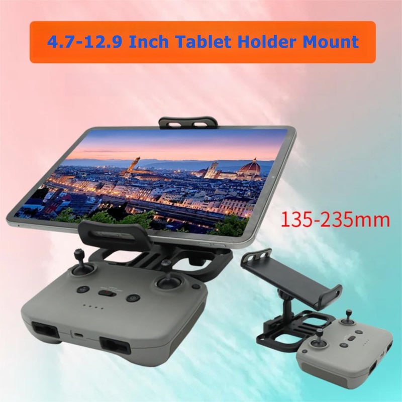 Amanely Drone Tablet Mount Holder - Universal Adjustable 4.7-12.9" Bracket Compatible with Dji Mavic 2/Zoom/Pro Mini 2/2S/SE, Air 2/2S, Pro/Spark/ZINO Controllers, Extended Control Phone Clip with Lanyard - Image 3
