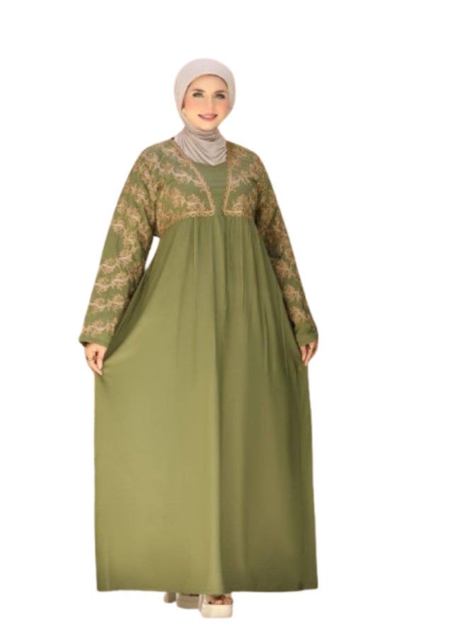 Women's abaya for receiving guests and going out, embroidered with luxurious imported Marasi Al-Ahram fabric - a comfortable, loose fit suitable for occasions and home. - Image 1