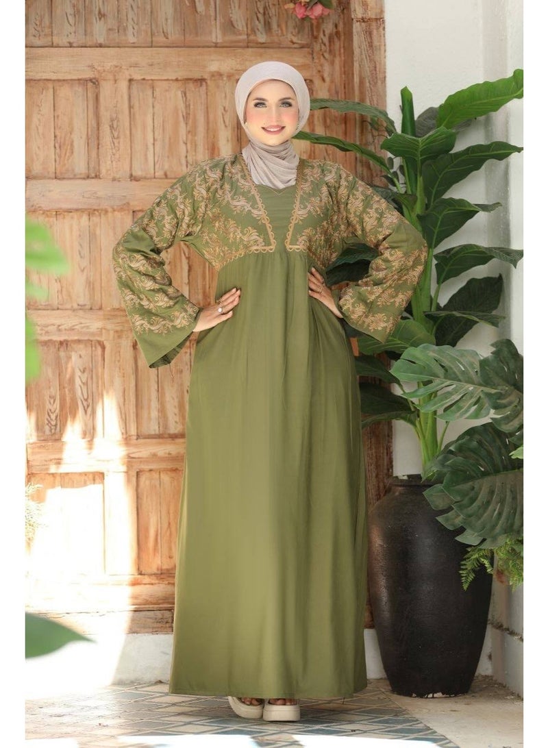 Women's abaya for receiving guests and going out, embroidered with luxurious imported Marasi Al-Ahram fabric - a comfortable, loose fit suitable for occasions and home. - Image 2