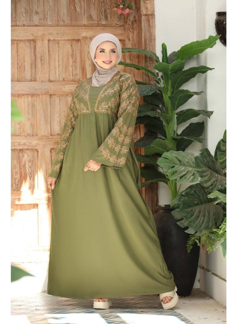 Women's abaya for receiving guests and going out, embroidered with luxurious imported Marasi Al-Ahram fabric - a comfortable, loose fit suitable for occasions and home. - Image 3