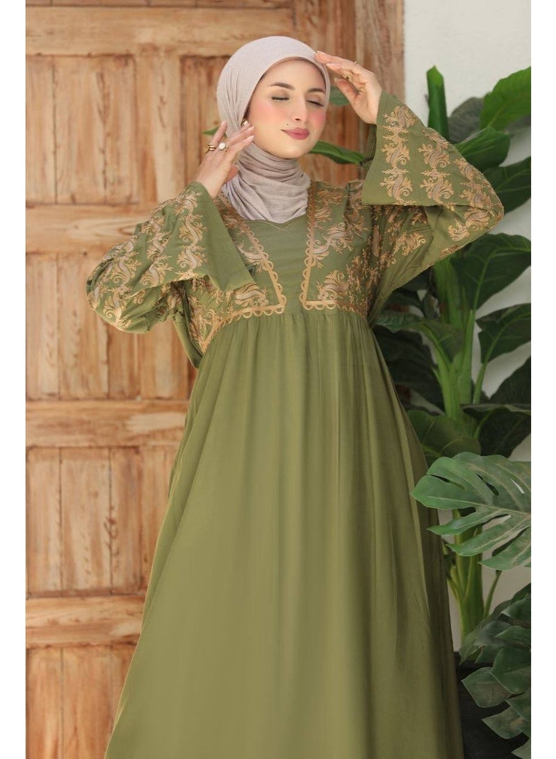 Women's abaya for receiving guests and going out, embroidered with luxurious imported Marasi Al-Ahram fabric - a comfortable, loose fit suitable for occasions and home. - Image 4