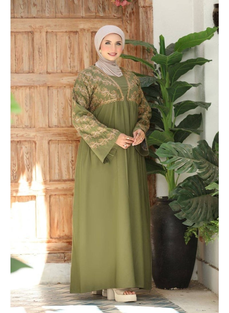 Women's abaya for receiving guests and going out, embroidered with luxurious imported Marasi Al-Ahram fabric - a comfortable, loose fit suitable for occasions and home. - Image 5