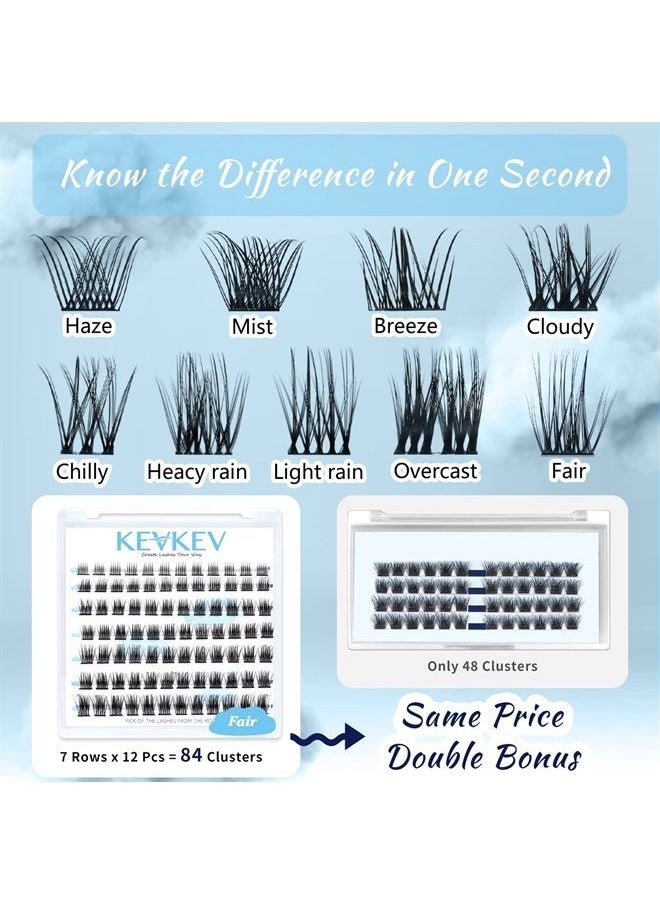 KevKev Lash Clusters 84 Pcs Cluster Lashes Eyelash Clusters DIY Cluster Eyelash Extensions Individual Lashes Thin Band & Soft (Fair,C-8-16mix)  - Image 4