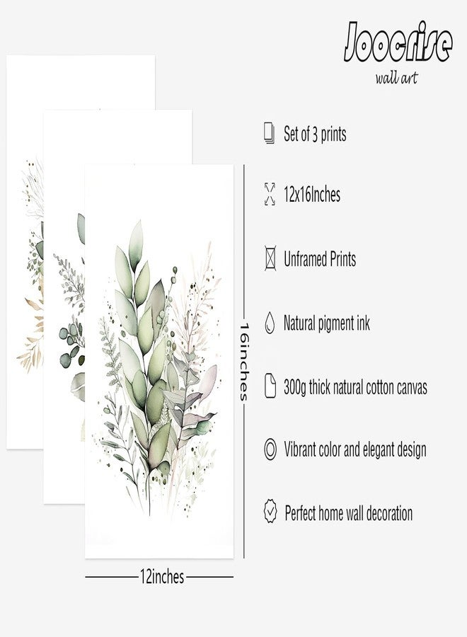 Joocrise Watercolor Botanical Wall Art Set of 3 Boho Floral Canvas Wall Decor Prints Sage Green Wildflower Wall Art Modern Flower Pictures Botanical Painting for Bedroom Bathroom 12x16 Inch Unframed - Image 2