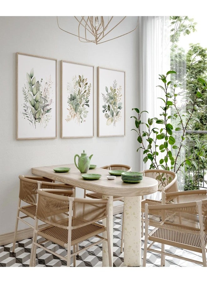 Joocrise Watercolor Botanical Wall Art Set of 3 Boho Floral Canvas Wall Decor Prints Sage Green Wildflower Wall Art Modern Flower Pictures Botanical Painting for Bedroom Bathroom 12x16 Inch Unframed - Image 4