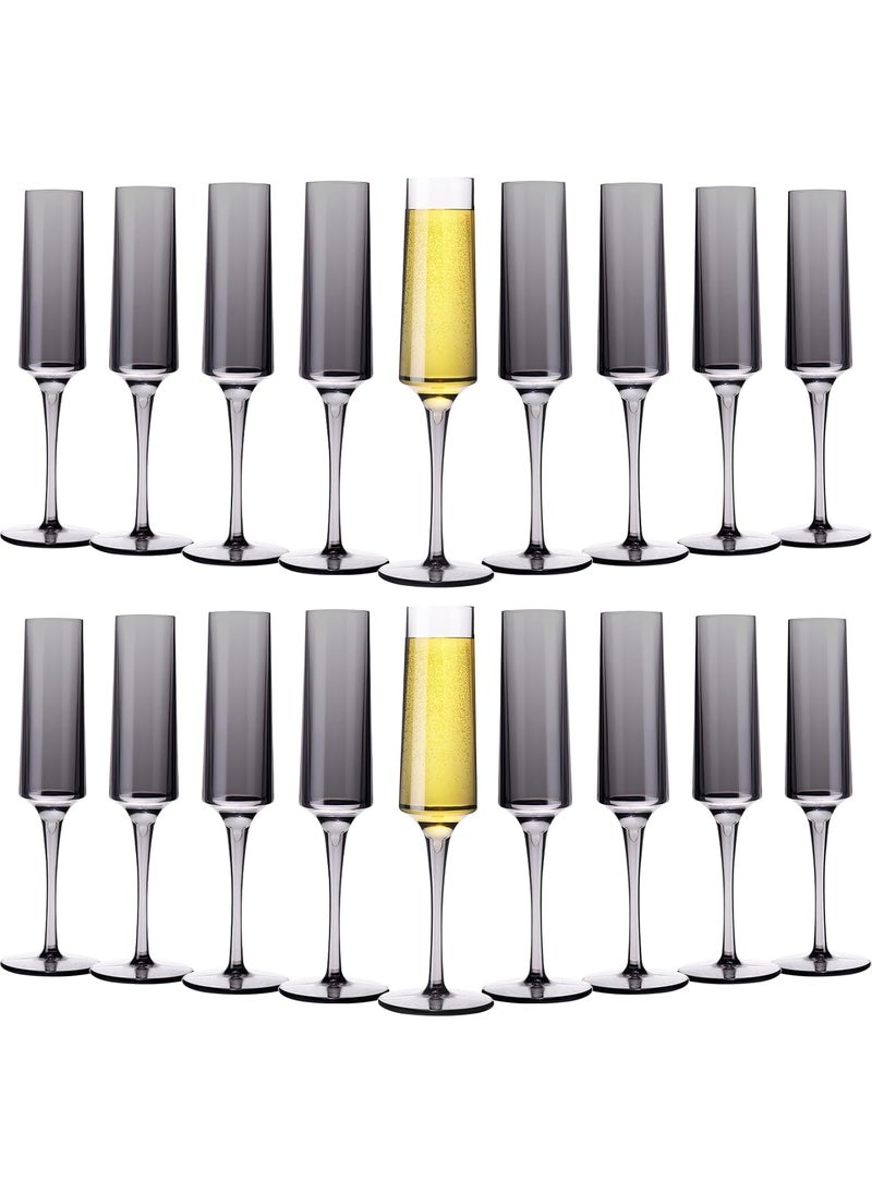 Nuenen Nuenen 18 Pcs 5 oz Acrylic Stemmed Champagne Flutes Unbreakable Plastic Champagne Glasses Reusable Wine Toasting Goblets Disposable Cocktail Cups for Party Wedding Anniversary Birthday Black  - Image 1