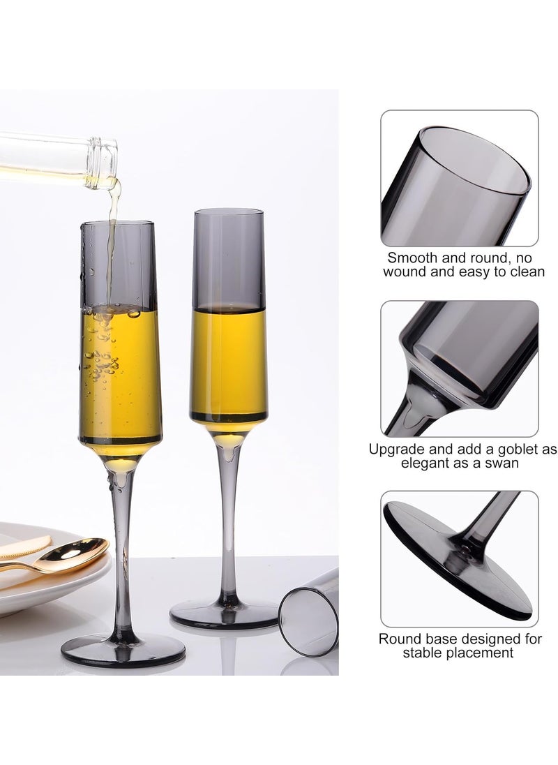 Nuenen Nuenen 18 Pcs 5 oz Acrylic Stemmed Champagne Flutes Unbreakable Plastic Champagne Glasses Reusable Wine Toasting Goblets Disposable Cocktail Cups for Party Wedding Anniversary Birthday Black  - Image 3