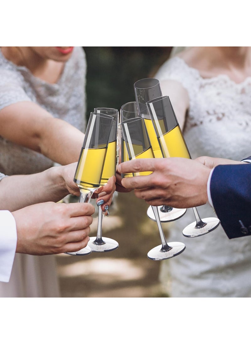 Nuenen Nuenen 18 Pcs 5 oz Acrylic Stemmed Champagne Flutes Unbreakable Plastic Champagne Glasses Reusable Wine Toasting Goblets Disposable Cocktail Cups for Party Wedding Anniversary Birthday Black  - Image 5