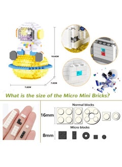 LELE BROTHER 433-Piece Astronaut Stacking Blocks with LED Light Mini Building Set, Planet Astronaut Mini Blocks Set DIY Bricks Toy, Early Intelligent Brick Construction Series Toys for Children 6+ Years  - Image 3