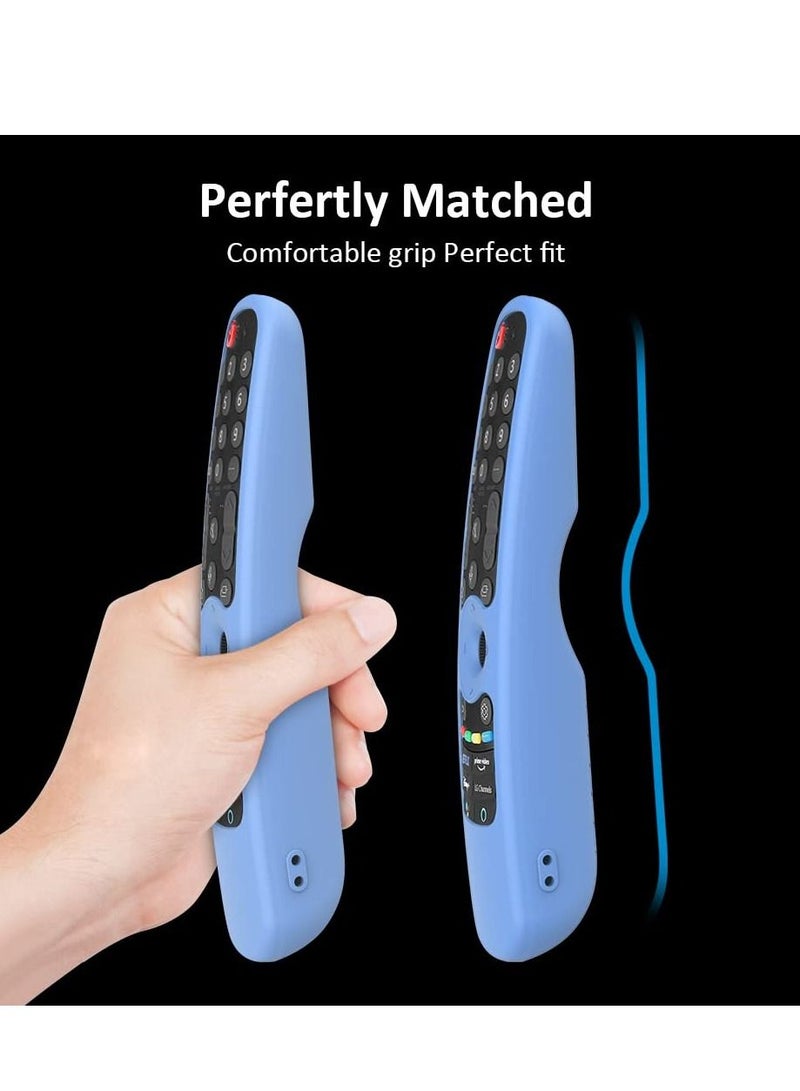 MR21GC Remote Cover Replacement for LG AN-MR21GA / AN-MR21GC Magic Remote Control w/NFC (2021) Blue Silicone Case Skin Glow in The Dark  - Image 2
