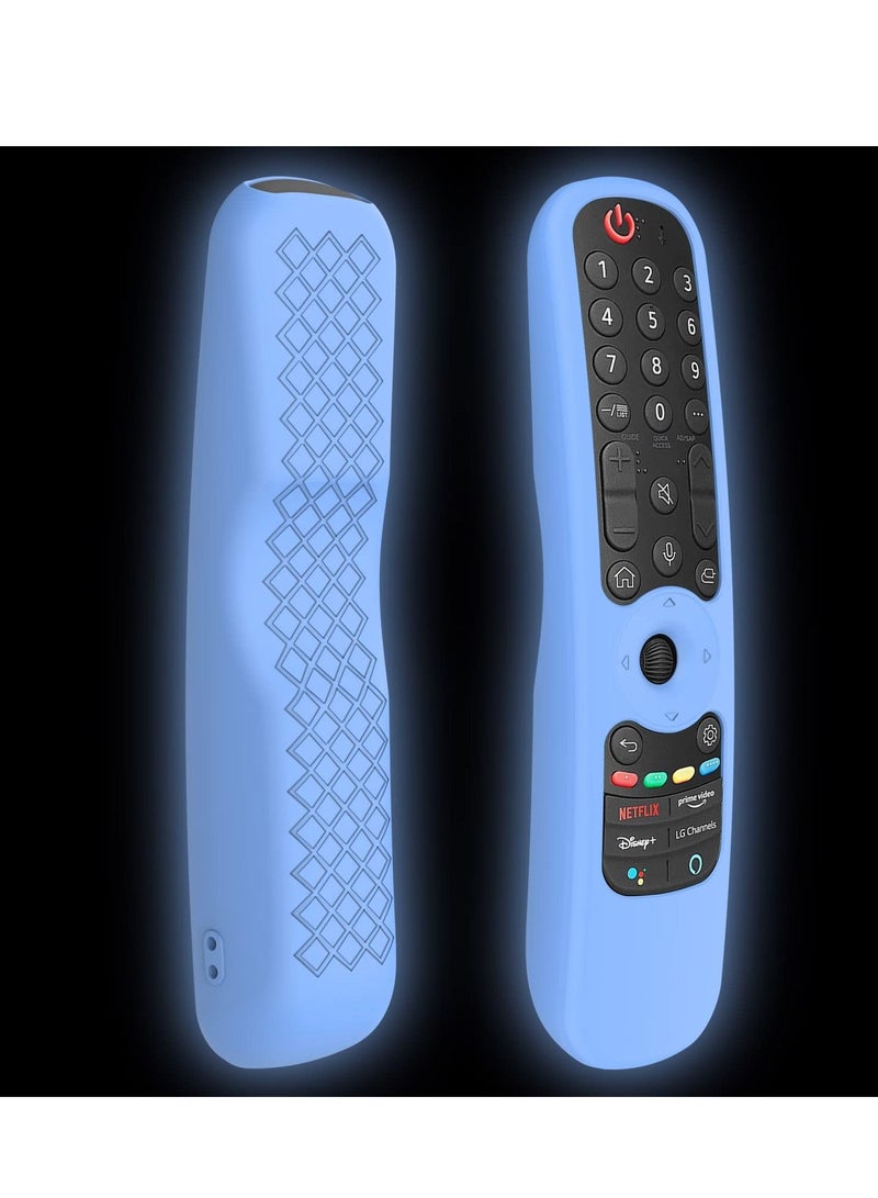 MR21GC Remote Cover Replacement for LG AN-MR21GA / AN-MR21GC Magic Remote Control w/NFC (2021) Blue Silicone Case Skin Glow in The Dark  - Image 1