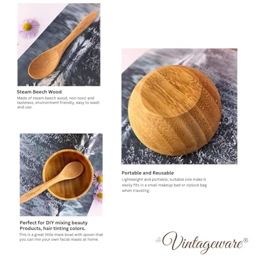 Vintageware® Mask Bowl - Small Skin Care Mask Bowl, Eco-Friendly Steam Beech Wood Mixing Tool Set, Facial Kit for DIY Facial Masks - Image 5