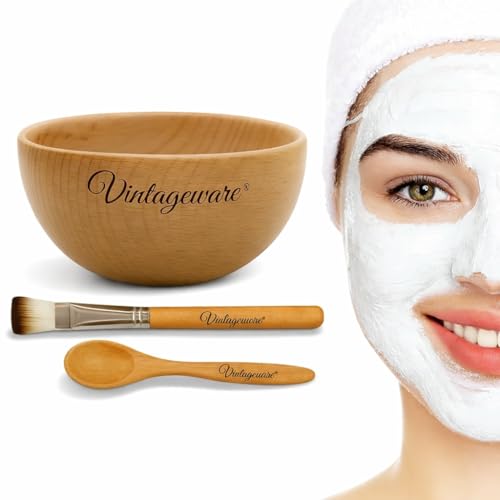 Vintageware® Mask Bowl - Small Skin Care Mask Bowl, Eco-Friendly Steam Beech Wood Mixing Tool Set, Facial Kit for DIY Facial Masks - Image 1