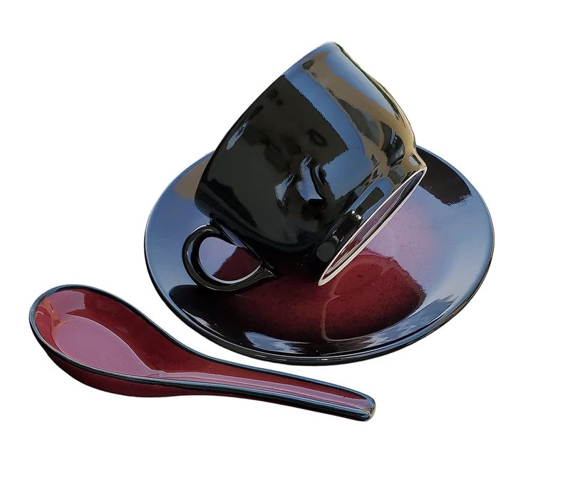 Pure Source India Handprinted Multicolor Soup Bowl with Plate and Spoon Set of 1
