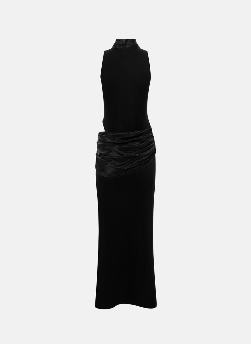 Lichi Maxi dress with satin skirt and side slit