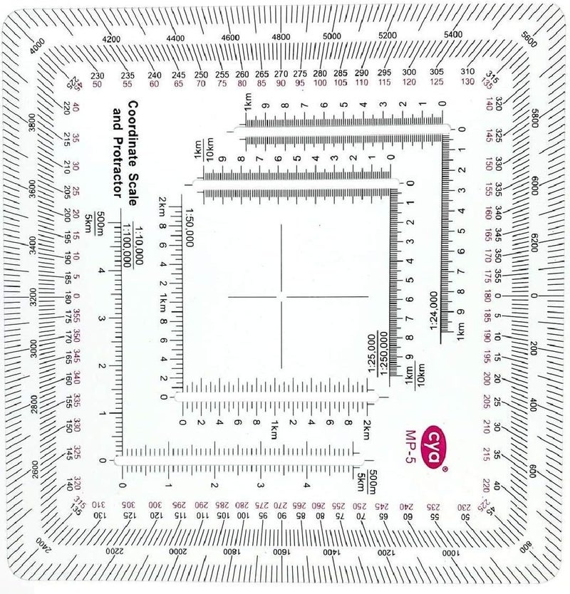 Gotical Military UTM/MGRS Coordinate Scale Map Reading and Land Navigation Topographical Map Scale, Protractor and Grid Coordinate Reader Pairs with Compass and Pace Counter Beads - Image 2