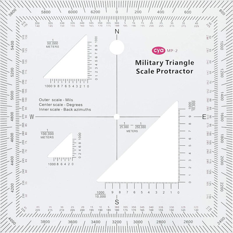 Gotical Military UTM/MGRS Coordinate Scale Map Reading and Land Navigation Topographical Map Scale, Protractor and Grid Coordinate Reader Pairs with Compass and Pace Counter Beads - Image 3