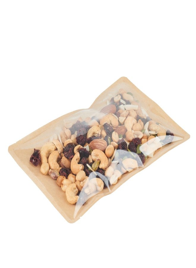 Restaurantware Bag Tek 8.25 Inch Heat And Seal Sample Bags 100 Small Heat Seal Bags - Clear Window Heat Sealable Kraft Plastic Heat Sealable Bags Leak-Resistant For Sandwiches Or Snacks - Image 1