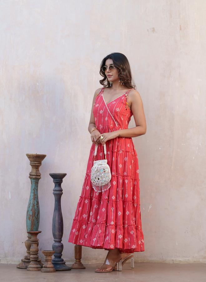 DW Printed Cotton A-Line Strappy Maxi Dress - Image 5