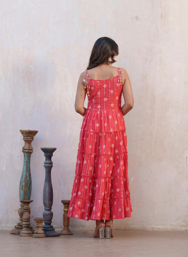 DW Printed Cotton A-Line Strappy Maxi Dress - Image 3