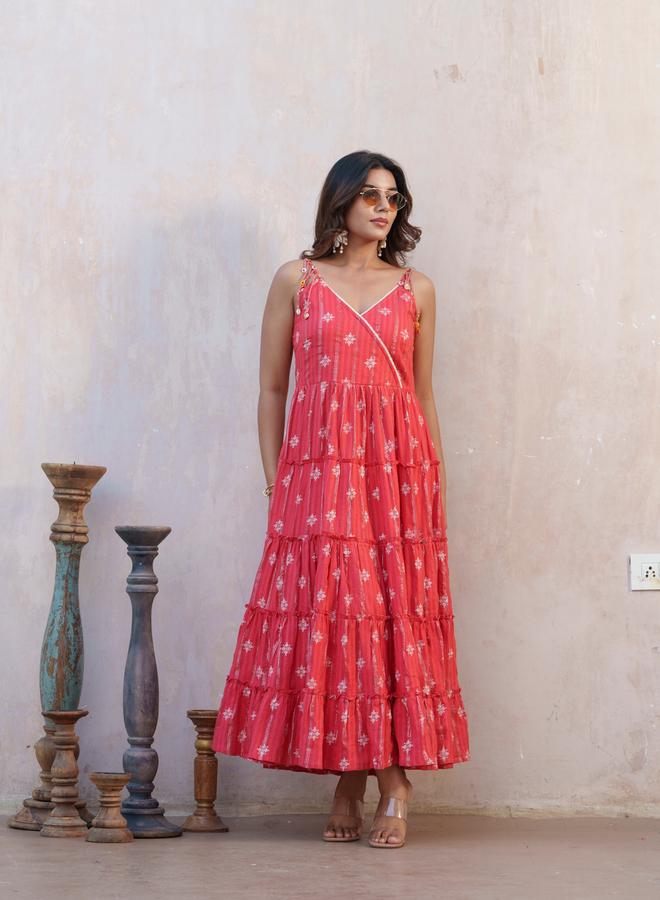 DW Printed Cotton A-Line Strappy Maxi Dress - Image 4