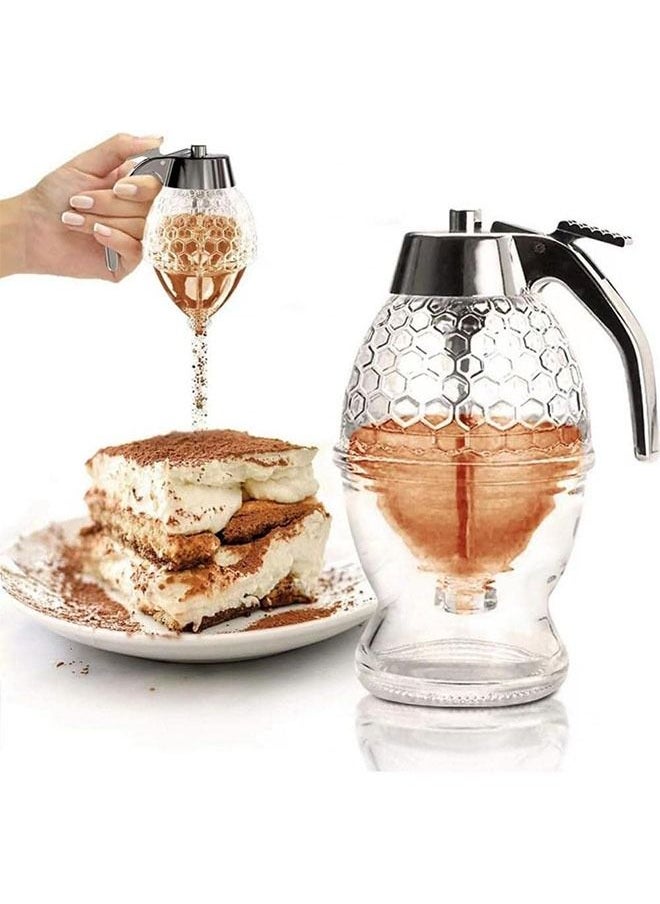 Arabest - Honey Dispenser No Drip Plastic,Maple Syrup Dispenser Plastic,Comb Shaped Honey Pot,Honey Jar with Stand and Bee Decor - Image 1