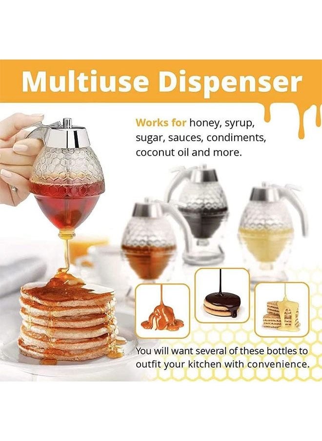 Arabest - Honey Dispenser No Drip Plastic,Maple Syrup Dispenser Plastic,Comb Shaped Honey Pot,Honey Jar with Stand and Bee Decor - Image 1