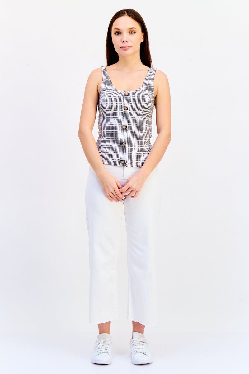 ONLY Women Scoop Neck Sleeveless Textured Tank Top, Multicolor - Image 2