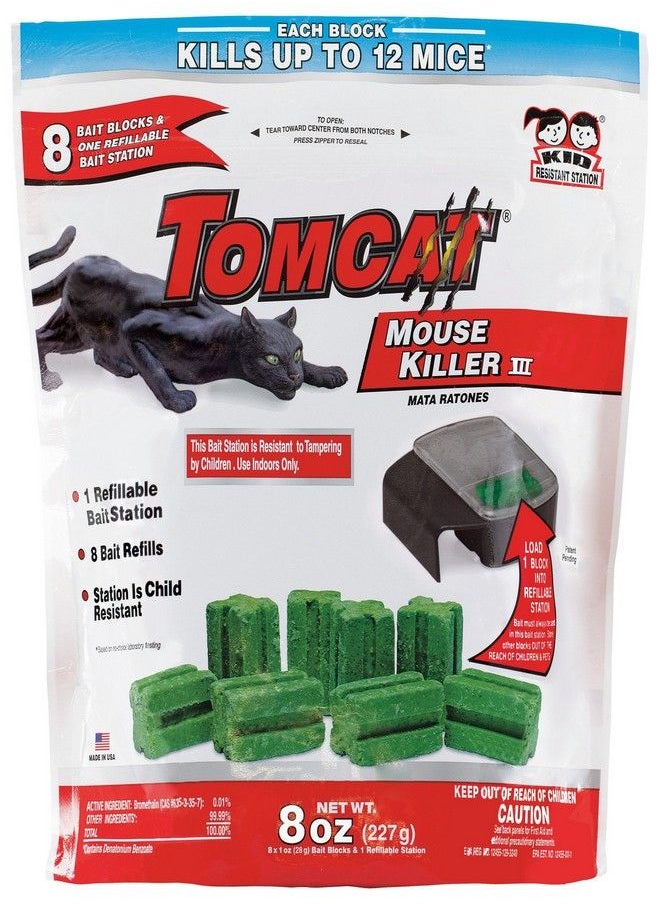 TOMCAT Tomcat Mouse Killer III Tier 3 Refillable Mouse Bait Station, 1 Station with 8 Baits (Bag)  - Image 2