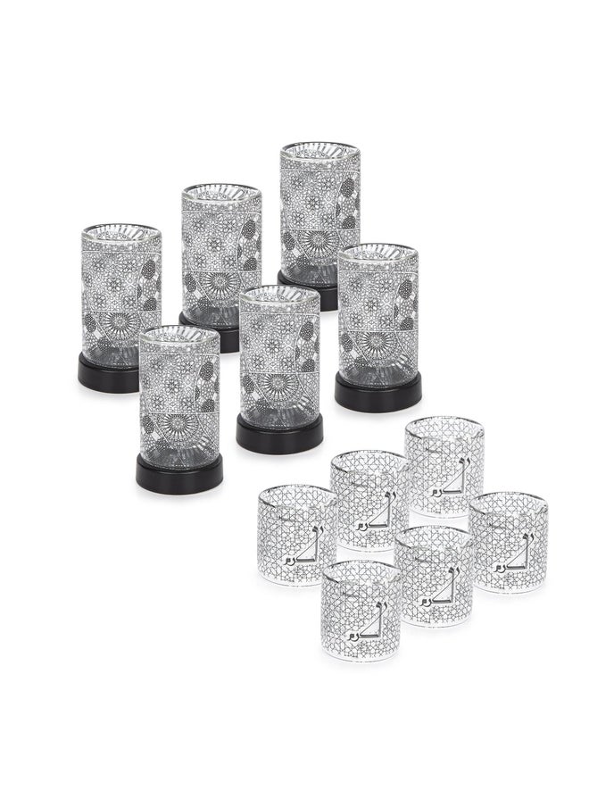 Dallaty - Dallaty glass with black patterns Tea and coffee cups set 18 pcs - Image 1