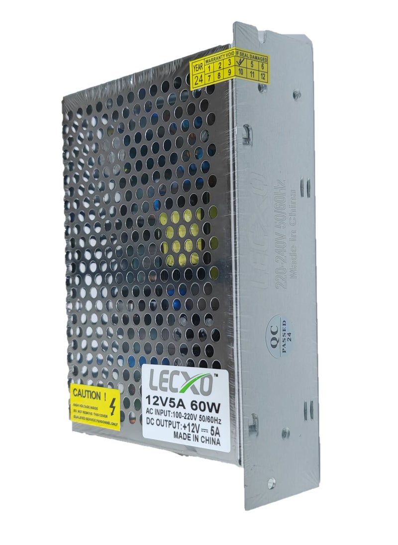 Lecxo Metal Power Supply 12V 5A Lecxo, 220-240V AC to DC Power Supply  - Image 2