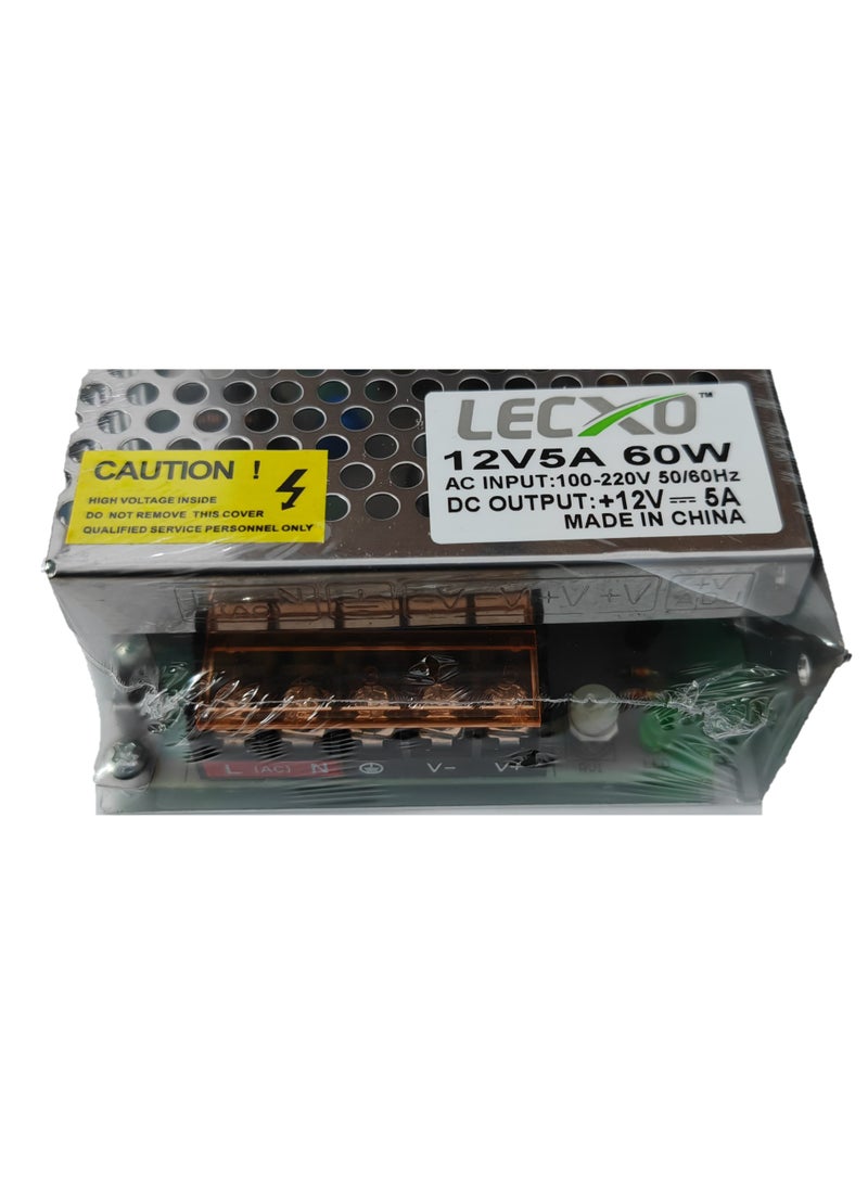 Lecxo Metal Power Supply 12V 5A Lecxo, 220-240V AC to DC Power Supply  - Image 3