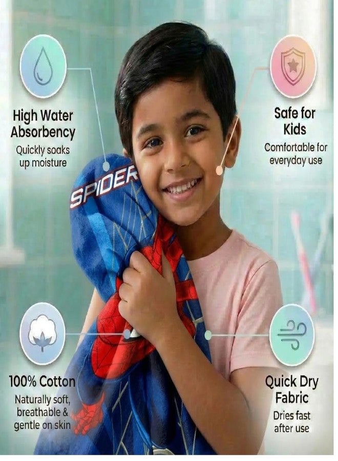 Athom Trendz Athom Living Marvel Spider Man and Mickey Mouse 2 Piece 350 GSM Cotton Bath Towel Set - Multicolour - Image 5