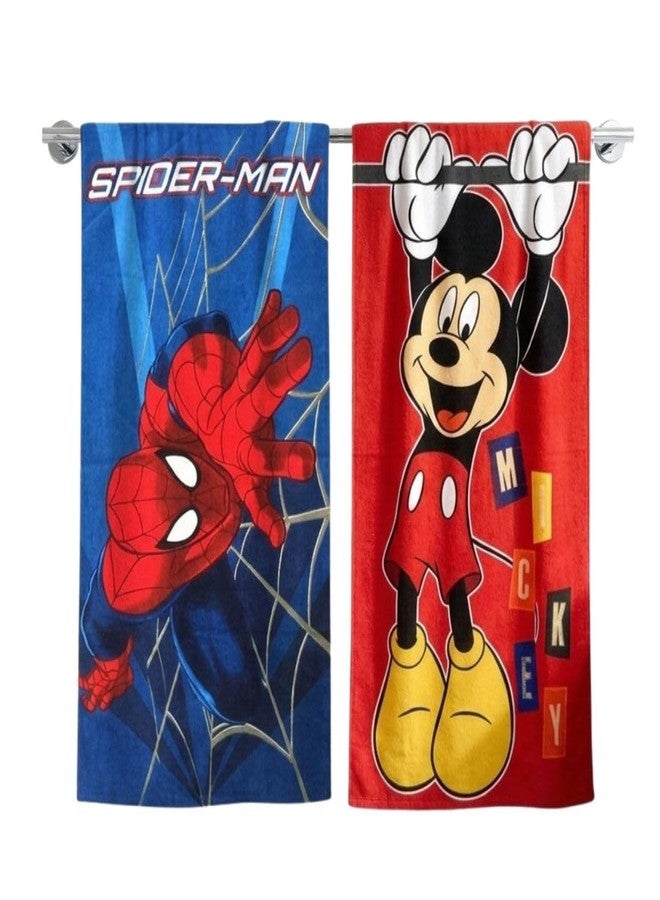 Athom Trendz Athom Living Marvel Spider Man and Mickey Mouse 2 Piece 350 GSM Cotton Bath Towel Set - Multicolour - Image 2