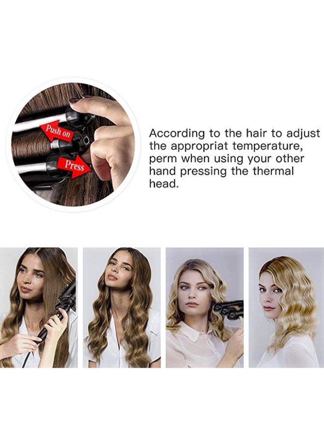 SHOPI 3 Barrel Curling Iron Wand Hair curler hair wave hair iron Ceramic Tourmaline Triple Barrels, Dual Voltage Crimp  - Image 4
