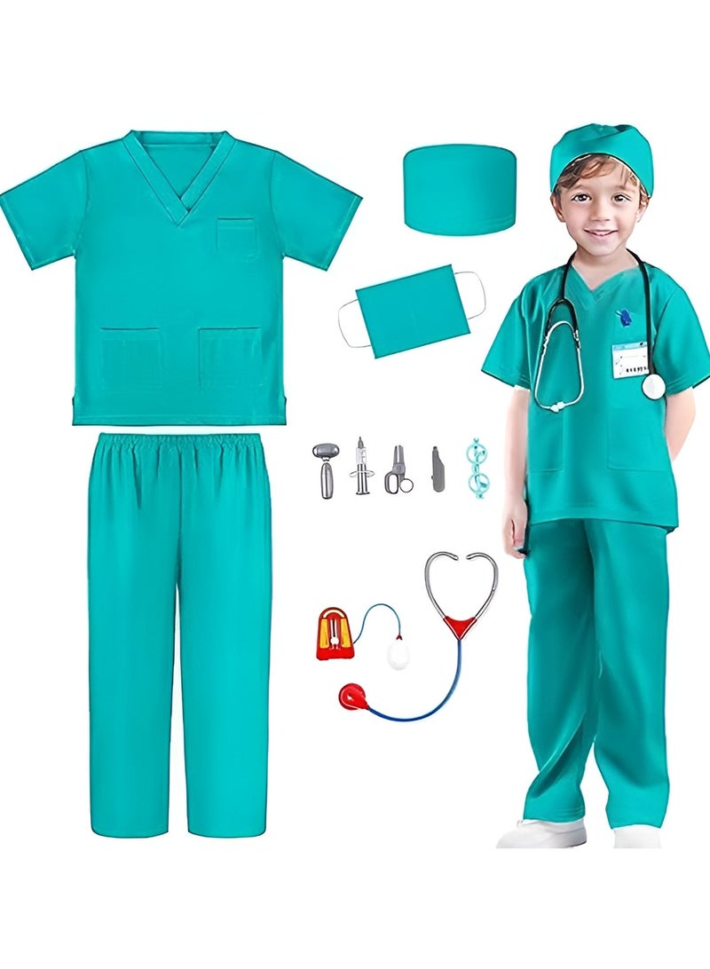 Doctor Costume Kit for Kids Pretend Play Playset,Nurse Suit Uniform with Stethoscope Sphygmomanometer Scissors Accessories,Doctor Costume Outfit Set for Role-playing, Themed Parties - Image 2