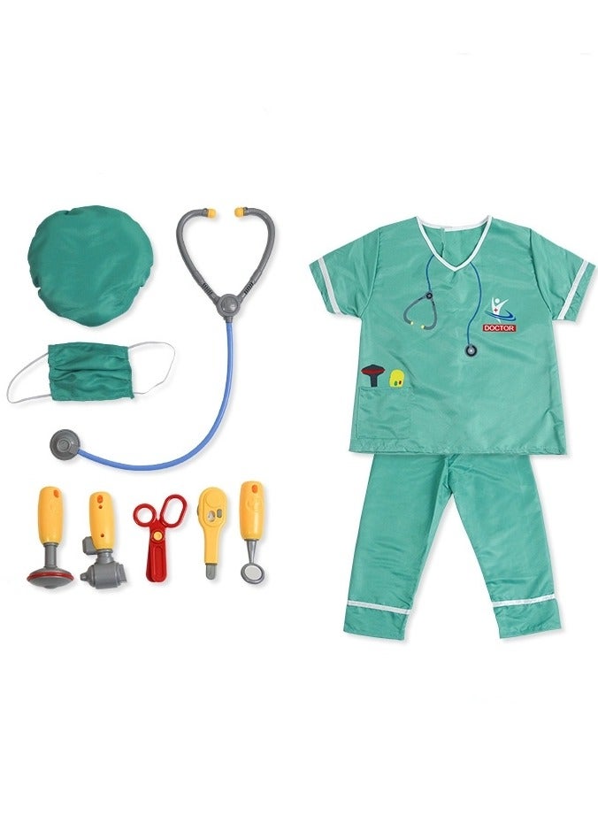 Doctor Costume Kit for Kids Pretend Play Playset,Nurse Suit Uniform with Stethoscope Sphygmomanometer Scissors Accessories,Doctor Costume Outfit Set for Role-playing, Themed Parties - Image 1