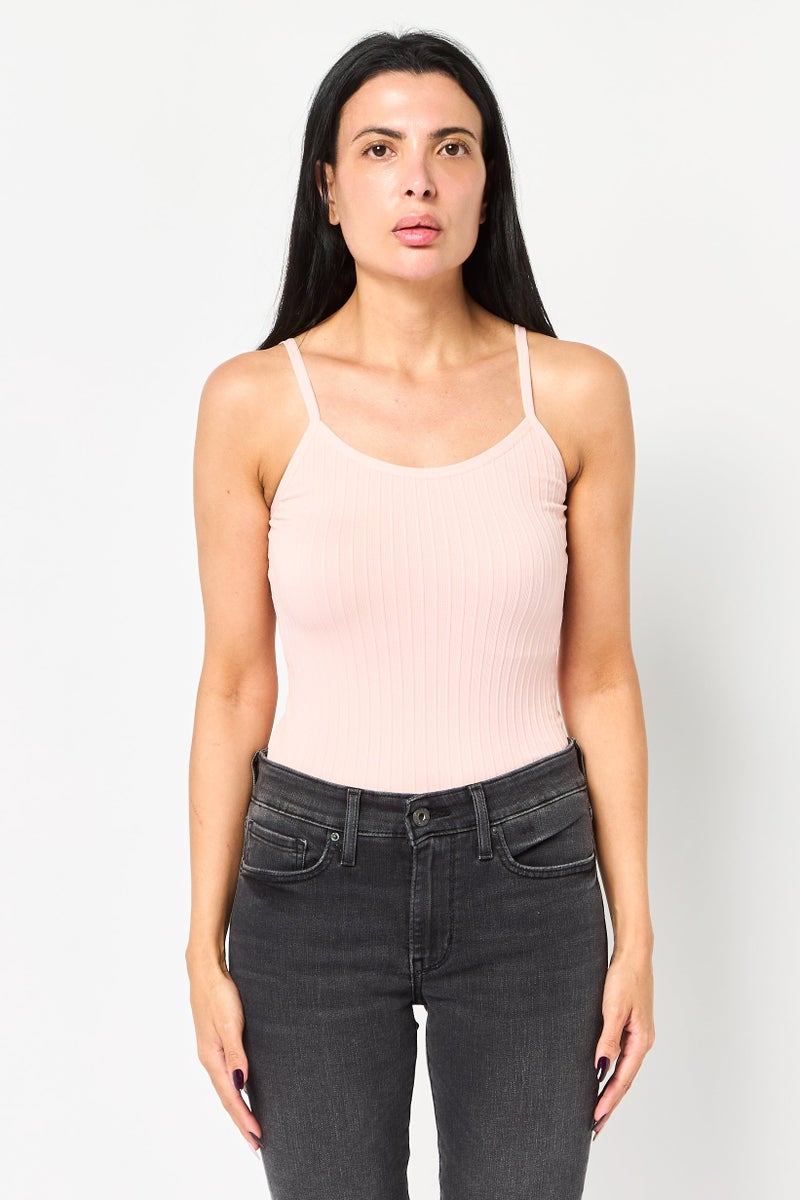 Lefties Women Solid Sleeveless Bodysuit, Pink - Image 1