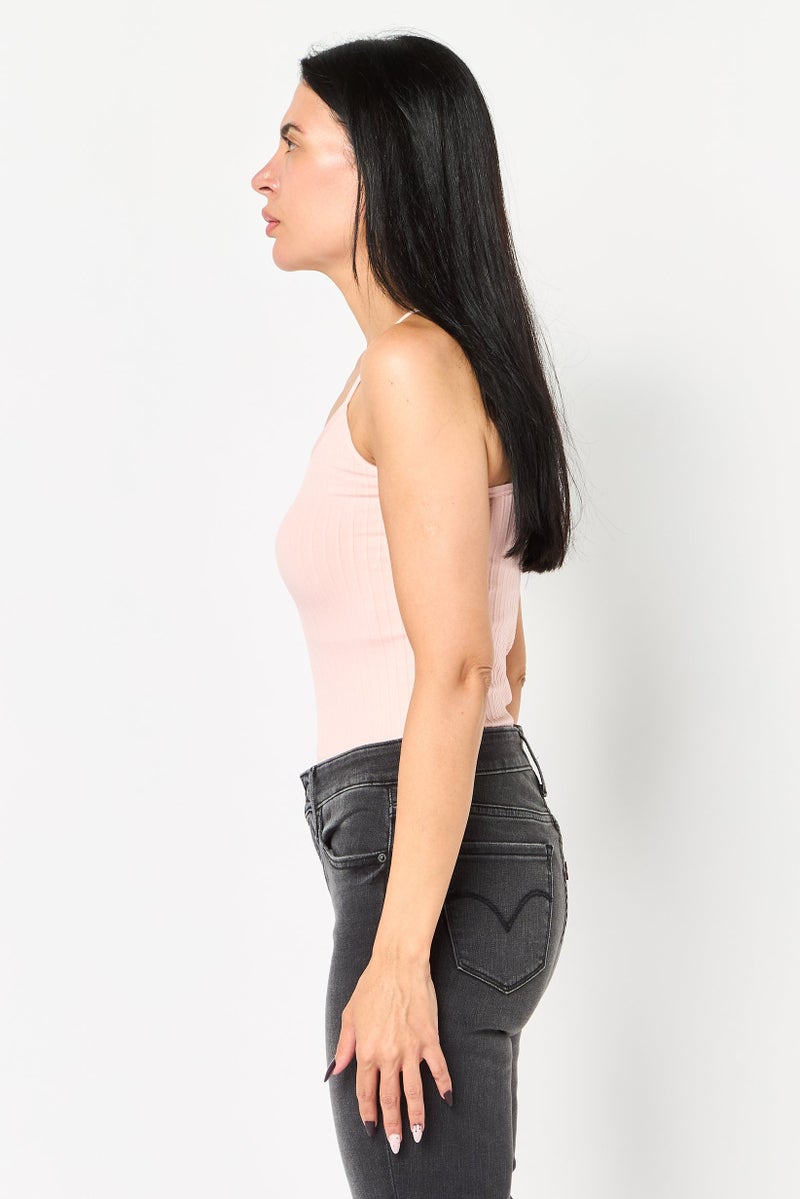 Lefties Women Solid Sleeveless Bodysuit, Pink - Image 4