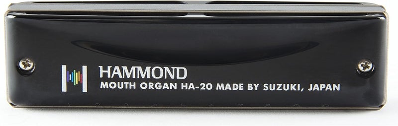 Hammond HA-20-C Mouth Organ Harmonica - Black Aluminum Body with Brass Cover - Image 2