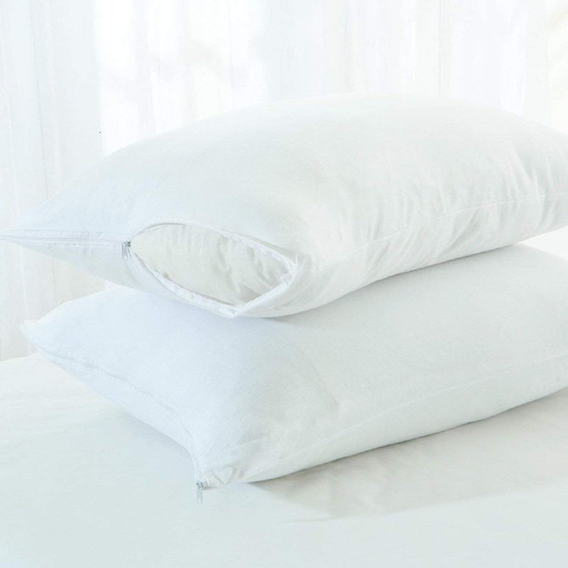 KANUSHI Industries® 100% Cotton Water Resistant Pillow Protector - Set of 2, White - Image 1