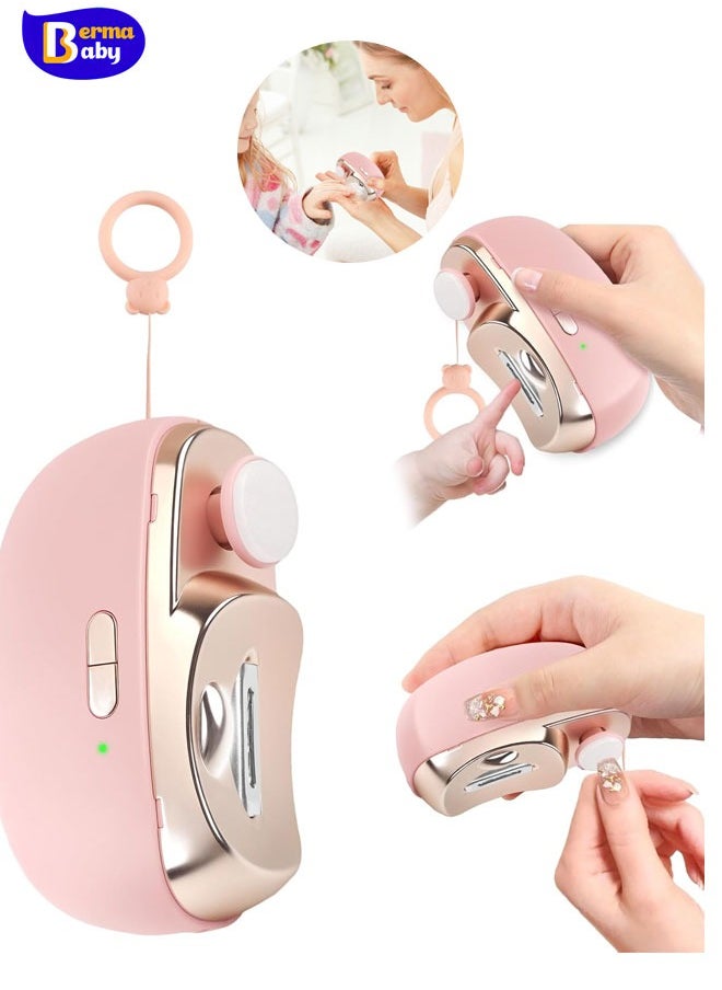 Berma Baby 3-in-1 Electric Nail Clippers, Upgrade Electric Nail Clippers for Seniors, Automatic Electric Polishing Nail Clippers with Collector, Excellent Electric Nail Trimmer Gift for Your Loves (Cute-Pink)  - Image 1