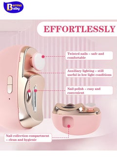Berma Baby 3-in-1 Electric Nail Clippers, Upgrade Electric Nail Clippers for Seniors, Automatic Electric Polishing Nail Clippers with Collector, Excellent Electric Nail Trimmer Gift for Your Loves (Cute-Pink)  - Image 2
