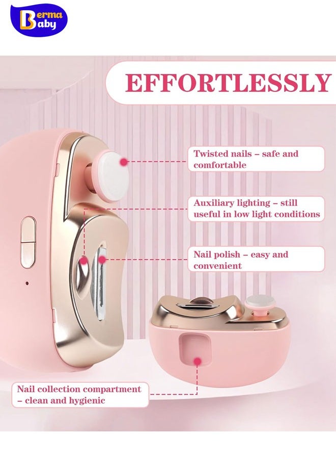 Berma Baby 3-in-1 Electric Nail Clippers, Upgrade Electric Nail Clippers for Seniors, Automatic Electric Polishing Nail Clippers with Collector, Excellent Electric Nail Trimmer Gift for Your Loves (Cute-Pink)  - Image 2