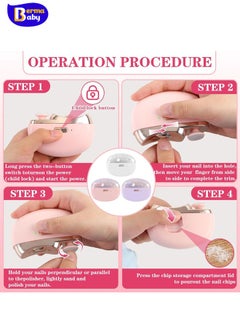 Berma Baby 3-in-1 Electric Nail Clippers, Upgrade Electric Nail Clippers for Seniors, Automatic Electric Polishing Nail Clippers with Collector, Excellent Electric Nail Trimmer Gift for Your Loves (Cute-Pink)  - Image 3