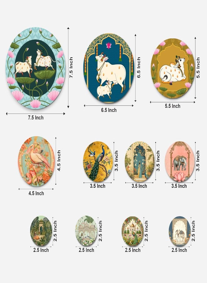 RADIQORE Set of 11 Designer MDF Wooden Wall Hanging for Home Decoration | Office | Gift | Wall Decor Hanging Items | Wall Art | Living Room | Bedroom (COW) - Image 3